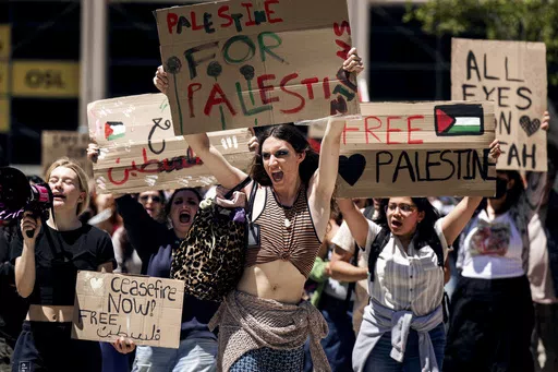 Pro-Palestinian Pasadena City College students walk out of class as they demonstrate against the Israel-Hamas war in Pasadena, Calif., on April 30, 2024. Israeli Prime Minister Benjamin Netanyahu has repeatedly accused critics of Israel or his policies of antisemitism, including the U.S. college campus protests and the prosecutor of the International Criminal Court. (Sarah Reingewirtz/The Orange County Register via AP, File)