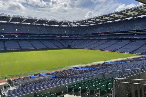 A view from inside Croke Park in Dublin, Ireland, Thursday, Aug. 24, 2023. (AP Photo/Ken Maguire, File)