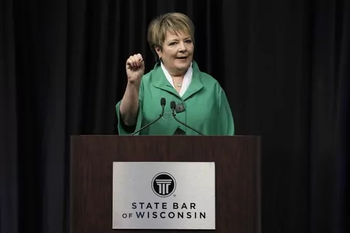 Wisconsin Supreme Court candidate Democratic-supported Janet Protasiewicz participates in a debate Tuesday, March 21, 2023, in Madison, Wis. (AP Photo/Morry Gash)