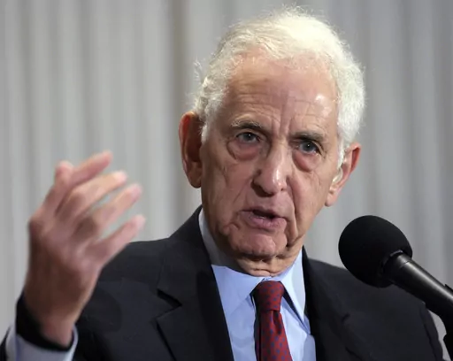 Daniel Ellsberg speaks during a news conference at the National Press Club in Washington, Dec. 16, 2010. Ellsberg, the government analyst and whistleblower who leaked the “Pentagon Papers” in 1971, has died. He was 92. (AP Photo/Susan Walsh, File)