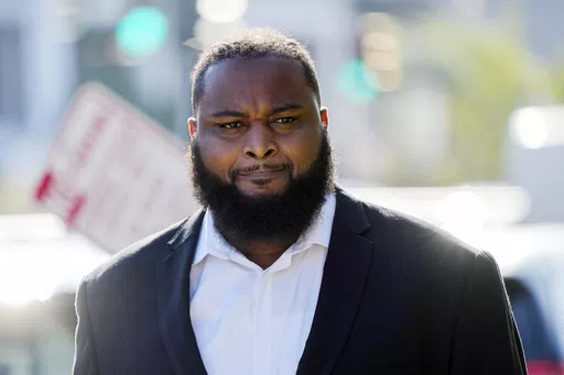 Cardell Hayes enters Orleans Parish Criminal District Court in New Orleans, Sept. 20, 2023, for a hearing regarding his retrial for shooting former NFL star Will Smith. Hayes is scheduled for sentencing Thursday, April 25, 2024, in a New Orleans courtroom. (AP Photo/Gerald Herbert, File)