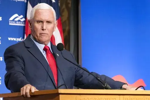 Former Vice President Mike Pence speaks at Georgetown University, Gaston Hall in Washington, Oct. 19, 2022. Pence blames Donald Trump for endangering his family “and all those serving at the Capitol” on Jan. 6 in a new memoir released Tuesday. ( AP Photo/Jose Luis Magana, File)
