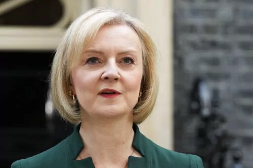 Outgoing British Prime Minister Liz Truss speaks outside Downing Street in London, on Oct. 25, 2022. Writing in the Sunday Telegraph newspaper on Sunday, Feb. 5, 2023, Truss says it wasn’t her fault. Truss alleges that a “powerful economic establishment” and opponents inside the governing Conservative Party thwarted her plans for a tax-cutting overhaul of the U.K. economy. (AP Photo/Frank Augstein, File)