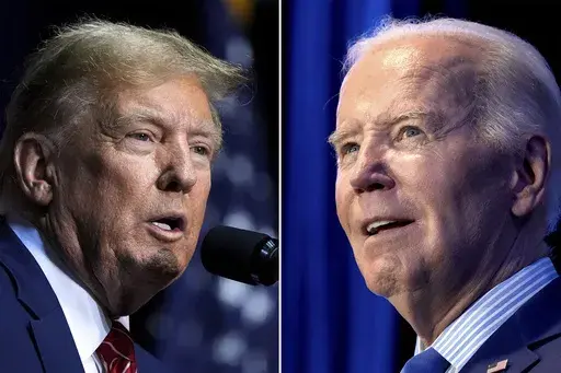 This combo image shows Republican presidential candidate former President Donald Trump, left, March 9, 2024 and President Joe Biden, right, Jan. 27, 2024. It hasn’t happened in almost anyone’s lifetime: two presidents squaring off in one election. Joe Biden and his predecessor, Donald Trump, have track records in office that voters will judge alongside their promises. (AP Photo, File)