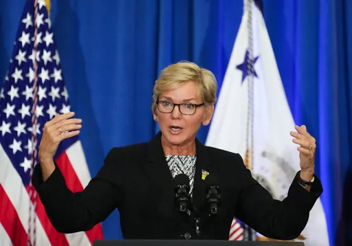 Energy Secretary Jennifer Granholm speaks at McKinstry Aug. 15, 2023, in Seattle. The Biden administration on Oct. 18 announced $3.5 billion for 58 projects across the country to strengthen electric grid resilience. (AP Photo/Lindsey Wasson, File)