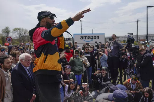 Chris Smalls, president of the Amazon Labor Union, speaks at a rally outside an Amazon warehouse on Staten Island in New York, April 24, 2022. Within union ranks, some felt Smalls was spending too much time traveling and giving speeches instead of organizing workers on Staten Island. (AP Photo/Seth Wenig, File)