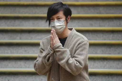Hong Kong activist and music star Denise Ho is released from Western Police Station after more than twenty-four hours in custody Thursday, Dec. 30. 2021. Hong Kong police arrested her Wednesday in relation to colonial-era charges of sedition, because she was connected to Stand News, which closed Wednesday after police raided its office and arrested its senior staff. (AP Photo/Vincent Yu)