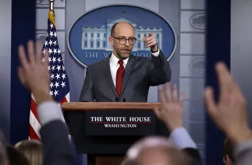 Acting OMB Director Russel Vought speaks during a press briefing at the White House, Monday, March 11, 2019, in Washington. (AP Photo/ Evan Vucci, File)