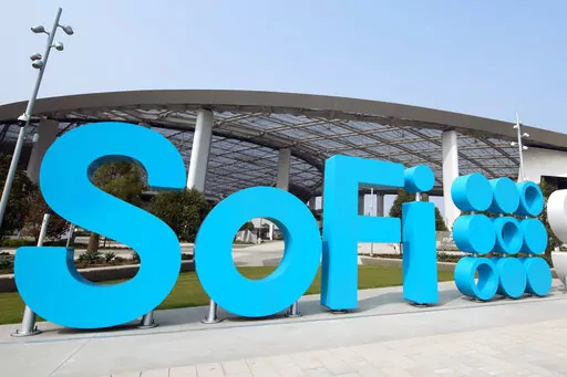 General exterior view of SoFi Stadium before an NFL football game is shown on Sept. 13, 2020, in Inglewood, Calif. A private bank is trying to force the Biden administration to end its pause on federal student loan payments, arguing that the moratorium has no legal basis and has cost the bank millions of dollars in profits. SoFi Bank N.A. on Friday asked a federal judge to overturn President Joe Biden’s latest payment pause. (AP Photo/Kyusung Gong, File)