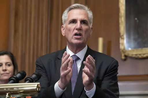 House Speaker Kevin McCarthy of Calif., speaks at a news conference at the Capitol in Washington, May 31, 2023. Moments after Donald Trump pleaded not guilty to federal charges that he hoarded classified documents and then conspired to obstruct an investigation about it, the Republicans in Congress had his back. Trump's mounting legal jeopardy has quickly become a political rallying cry as they rush to stand by the indicted former president. (AP Photo/Jose Luis Magana, File)