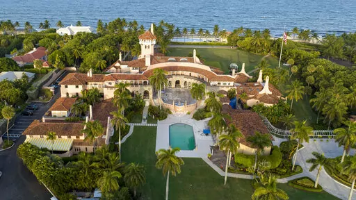 An aerial view of former President Donald Trump's Mar-a-Lago estate is seen, Aug. 10, 2022, in Palm Beach, Fla. Lawyers for Donald Trump were in court Friday, Dec. 9, for sealed arguments as part of the ongoing investigation into the presence of classified information at the former president's Florida estate. (AP Photo/Steve Helber, File)