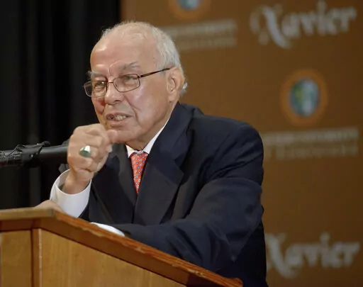 Dr. Norman Francis announces his retirement as president of Xavier University, Sept. 4, 2014 in New Orleans. A Jesuit university in New Orleans has renamed its newest residence hall after its first Black graduate, his late wife, and their family. Norman Francis graduated from the law school at Loyola University of New Orleans in 1955. (Matthew Hinton/The Advocate via AP)