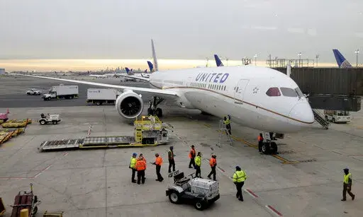 A Dreamliner 787-10 arriving from Los Angeles pulls up to a gate at Newark Liberty International Airport in Newark, N.J., Monday, Jan. 7, 2019. Federal safety officials are directing operators of some Boeing planes to adopt extra procedures when landing on wet or snowy runways near impending 5G service because, they say, interference from the wireless networks could mean that the planes need more room to land.
The Federal Aviation Administration said Friday, Jan. 14, 2022, that interference cou