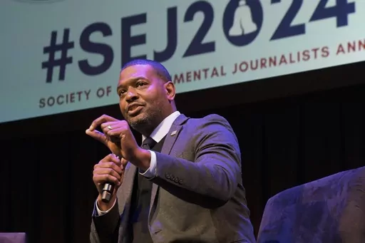 Environmental Protection Agency Administrator Michael Regan speaks during the Society of Environmental Journalists conference in Philadelphia on Friday, April 5, 2024. (AP Photo)