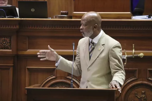Democratic South Carolina Sen. Ronnie Sabb speaks against a bill restricting how teachers discuss race in K-12 classrooms on Wednesday, May 11, 2023 in Columbia, S.C. The Republican-controlled Senate passed the bill late Wednesday night. (AP Photo/James Pollard)