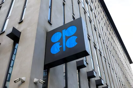 The logo of the Organization of the Petroleoum Exporting Countries (OPEC) is seen outside of OPEC's headquarters in Vienna, Austria, Thursday, March 3, 2022. Oil prices are high, and drivers are paying more at the pump. But the OPEC oil cartel and allied producing nations may not be much help at their meeting Thursday, June 30. The OPEC+ alliance, which includes Russia. is having trouble meeting its announced production quotas. (AP Photo/Lisa Leutner, file)