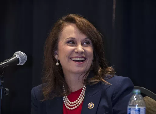 Louisiana Attorney General candidate Liz Murrill takes part in a forum as part of the Public Affairs Research Council of Louisiana's 2023 conference, April 26, 2023, at the Crown Plaza Hotel in Baton Rouge, La. A panel of federal judges who recently threw out a congressional election map giving Louisiana a second mostly Black district said Tuesday, May 7, 2024, that the state Legislature must pass a new map by June 3 or face having the panel impose one on the state. However, voting rights advoca