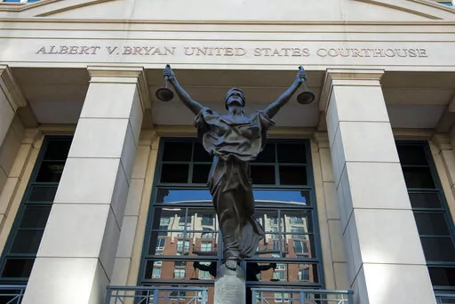 The U.S. Courthouse in Alexandria, Va., on Sept. 2, 2021. Court records show that Allison Fluke-Ekren is set to plead guilty to leading an all-female battalion of Islamic State militants in Syria. A plea hearing for Allison Fluke-Ekren is to take place June 7, 2022, in federal court in Alexandria. (AP Photo/Cliff Owen)