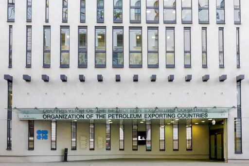The logo of the Organization of the Petroleum Exporting Countries (OPEC) is seen outside of OPEC's headquarters in Vienna, Austria, on March 3, 2022. The OPEC oil cartel and allied countries including major exporter Russia are weighing how much oil to send to the world economy as U.S. gas prices hit another record high.  Thursday’s meeting comes amid speculation that the 23-member alliance, known as OPEC+, may considered breaking from its cautious series of increases and agree to pump more oi