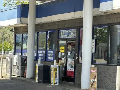 A gas station remains closed less than a week after a fatal shooting in Detroit, Michigan, Wednesday, May 10, 2023. The city of Detroit is taking steps to ban gas stations from locking people inside the store, a year after a man was fatally shot during an argument with another customer. (AP Photo/Ed White, File)