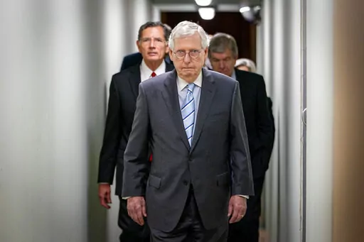 Senate Minority Leader Mitch McConnell, of Ky., arrives to speak to reporters Sept. 7, 2022, ahead of a news conference on Capitol Hill in Washington. As the midterm campaign speeds into its final full month, leading Republicans believe the Senate majority remains firmly within their reach. Democratic strategists privately concede that the GOP’s mounting challenges may not be enough to overcome their own shortcomings. (AP Photo/Jacquelyn Martin, File)