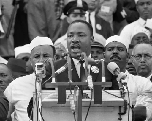 Dr. Martin Luther King Jr. addresses marchers during his "I Have a Dream" speech at the Lincoln Memorial on Aug. 28, 1963, in Washington. The Television Academy, which presents the Emmy Awards, announced on Friday, Jan. 12, 2024, what it calls the top 75 moments in television history ahead of the ceremony's 75th edition, being held on Monday, Jan. 15. (AP Photo, File)