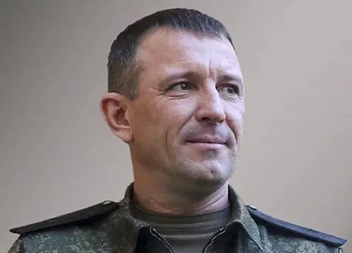 In this photo released by Russian Defense Ministry Press Service on Thursday, June 8, 2023, Maj. Gen. Ivan Popov, the commander of the 58th Army, is seen in a photo at an undisclosed location. Popov said in a statement to his troops that he was dismissed after speaking out about the problems faced by his troops on the battlefield in Ukraine, a sign of new fissures in the Russian military command following a brief rebellion by mercenary chief Yevgney Prigozhin. (Russian Defense Ministry Press Ser