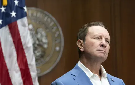 Louisiana Gov. Jeff Landry ponders his response to a reporter's question during a news conference, Aug. 5, 2024, in Baton Rouge, La. (Hilary Scheinuk/The Advocate via AP, File)
