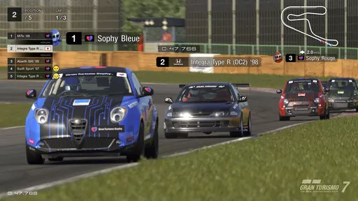 This image released by Sony Interactive Entertainment shows a scene from the video game Gran Turismo Sophy. Grand Turismo players have been competing against computer-driven race cars since the franchise launched in the 1990s, but the new AI driver that was unleashed last week on Grand Turismo 7 is smarter and faster because it's been trained using the latest AI methods. (Sony Interactive Entertainment via AP)