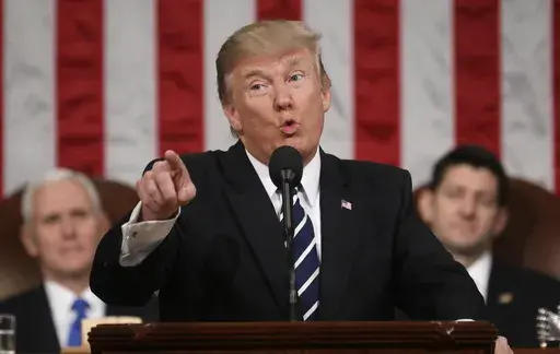 President Donald Trump addresses a joint session of Congress on Capitol Hill in Washington, Feb. 28, 2017. (Jim Lo Scalzo/Pool Image via AP, File)