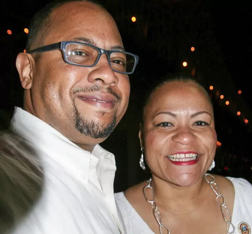 New Orleans City Councilwoman LaToya Cantrell, right, enjoys the city's first Diner en Blanc with her husband, Jason Cantrell, on March 20, 2013, at the Port of New Orleans. Jason Cantrell, the husband of Mayor LaToya Cantrell has died, the city announced in a news release Monday, Aug. 14, 2023. (Roberta Grove/The Times-Picayune/The New Orleans Advocate via AP)