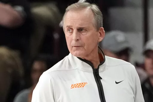 Tennessee head coach Rick Barnes watches his players during the first half of an NCAA college basketball game against Mississippi State in Starkville, Miss., Tuesday, Jan. 17, 2023. Tennessee has extended coach Rick Barnes' contract through the 2027-28 season, which should help ensure he finishes his career with the Volunteers. (AP Photo/Rogelio V. Solis, File)