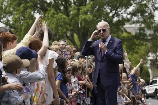 President Joe Biden speaks as he welcomes children to the White House for "Take Your Child to Work Day," Thursday, April 27, 2023, in Washington. On Friday, June 23, The Associated Press reported on a video of Biden speaking at the event that was edited to make it appear he was interrupted by a child. (AP Photo/Evan Vucci, file)