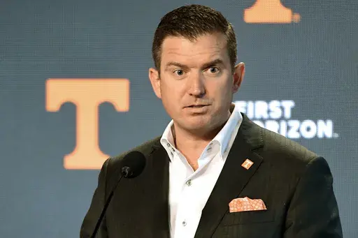 University of Tennessee's new Director of Athletics Danny White speaks during a press conference in Knoxville, Tenn., Jan. 22, 2021. (Caitie McMekin/Knoxville News Sentinel via AP, Pool, File)