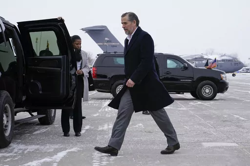 Hunter Biden, son of President Joe Biden, walks to a motorcade vehicle after stepping off Air Force One with President Biden, Feb. 4, 2023, at Hancock Field Air National Guard Base in Syracuse, N.Y. (AP Photo/Patrick Semansky, File)