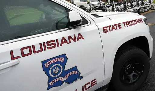 Louisiana State Police vehicle in Louisiana, Sept. 25, 2020. (AP Photo/Rogelio V. Solis, File)