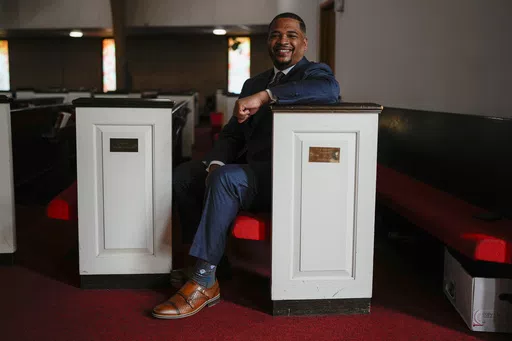 The Rev. Dr. Chauncey Brown poses for a portrait at Second Baptist Church, Sunday, April 14, 2024, in Chicago. (AP Photo/Erin Hooley)