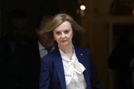 Britain's Foreign Secretary Liz Truss leaves a Cabinet meeting at 10 Downing Street in London, Tuesday, April 19, 2022. The British government insisted Sunday, Oct. 30, 2022 it has robust cybersecurity for government officials, after a newspaper reported that former Prime Minister Liz Truss’ phone was hacked while she was U.K. foreign minister. (AP Photo/Alastair Grant, File)