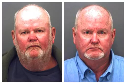 This combination of booking photos provided by the El Paso, Texas, County Sheriff's Office on Oct. 1, 2022, shows brothers Mark Sheppard, left, and Michael Sheppard, who authorities say opened fire on a group of migrants getting water near the U.S.-Mexico border on Tuesday, Sept. 27, 2022. One migrant is dead, another is wounded and at least seven others are languishing in detention three weeks after the twin brothers allegedly opened fire on them in the Texas desert, claiming they thought they 