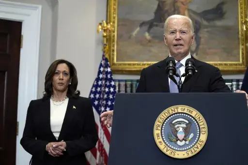 President Joe Biden speaks from the Roosevelt Room of the White House in Washington, July 14, 2024. With Biden ending his reelection bid and endorsing Harris, Democrats now must navigate a shift that is unprecedented this late in an election year. Democrats are set to hold their convention in Chicago in August. (AP Photo/Susan Walsh, File)