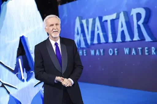 Director James Cameron poses for photographers upon arrival at the World premiere of the film 'Avatar: The Way of Water' in London, Tuesday, Dec. 6, 2022. (Photo by Vianney Le Caer/Invision/AP)