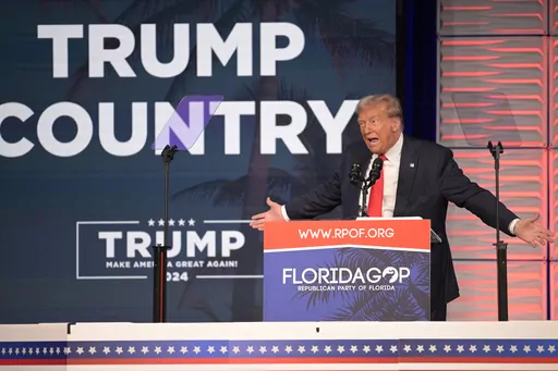 Former President Donald Trump speaks at the Republican Party of Florida Freedom Summit, Nov. 4, 2023, in Kissimmee, Fla.Trump is already laying a sweeping set of policy goals should he win a second term as president. Priorities on the Republican's agenda include a mass deportation operation, a new Muslim ban and tariffs on all imported goods. (AP Photo/Phelan M. Ebenhack, File)