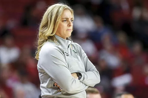 Baylor Nicki Collen stands on the sidelines in the first quarter during an NCAA college basketball game against Oklahoma, Tuesday, Jan. 3, 2023, in Norman, Okla. (Nathan J Fish/The Oklahoman via AP)