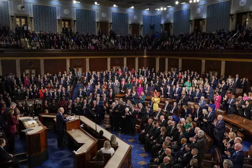 President Joe Biden delivers his State of the Union speech to a joint session of Congress, at the Capitol in Washington, Feb. 7, 2023. The State of the Union speech is one of the biggest pieces of political theater every year. But in modern times, it's a televised extravaganza where every detail is carefully scrutinized. This is Biden's third State of the Union and it will feature the third House speaker to hold the job since he was elected. (AP Photo/J. Scott Applewhite, File)