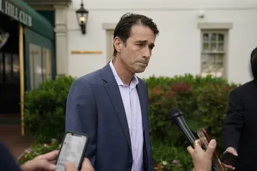 Rep. Garret Graves, R-La., speaks with members of the media on Capitol Hill in Washington, May 23, 2023. On Friday, June 14, 2024, Graves announced that he will not run for reelection, citing a new congressional map that dismantled his district. (AP Photo/Patrick Semansky, File)