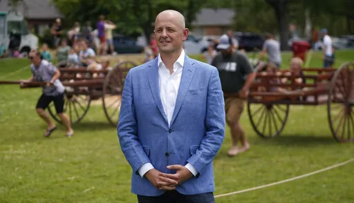 Utah's Evan McMullin speaks during an interview on July 23, 2022, in Provo, Utah. McMullin is emerging as the nation’s most competitive independent candidate running for U.S. Senate in the 2022 midterm elections. With both parties jockeying for control of Congress, the former Republican's bid against Donald Trump ally Mike Lee has transformed the reliably Republican state from electoral afterthought into potential battleground.  (AP Photo/Rick Bowmer)
