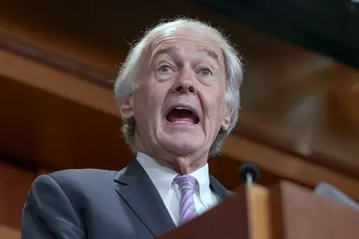 Sen. Edward Markey, D-Mass., talks during a news conference, Jan. 25, 2024, at the Capitol in Washington. A group of Democratic members of Congress, led by Sen. Markey, is seeking reassurances that workers at hospitals owned by Steward Health Care will have their health care and retirement benefits protected. (AP Photo/Mariam Zuhaib, file)
